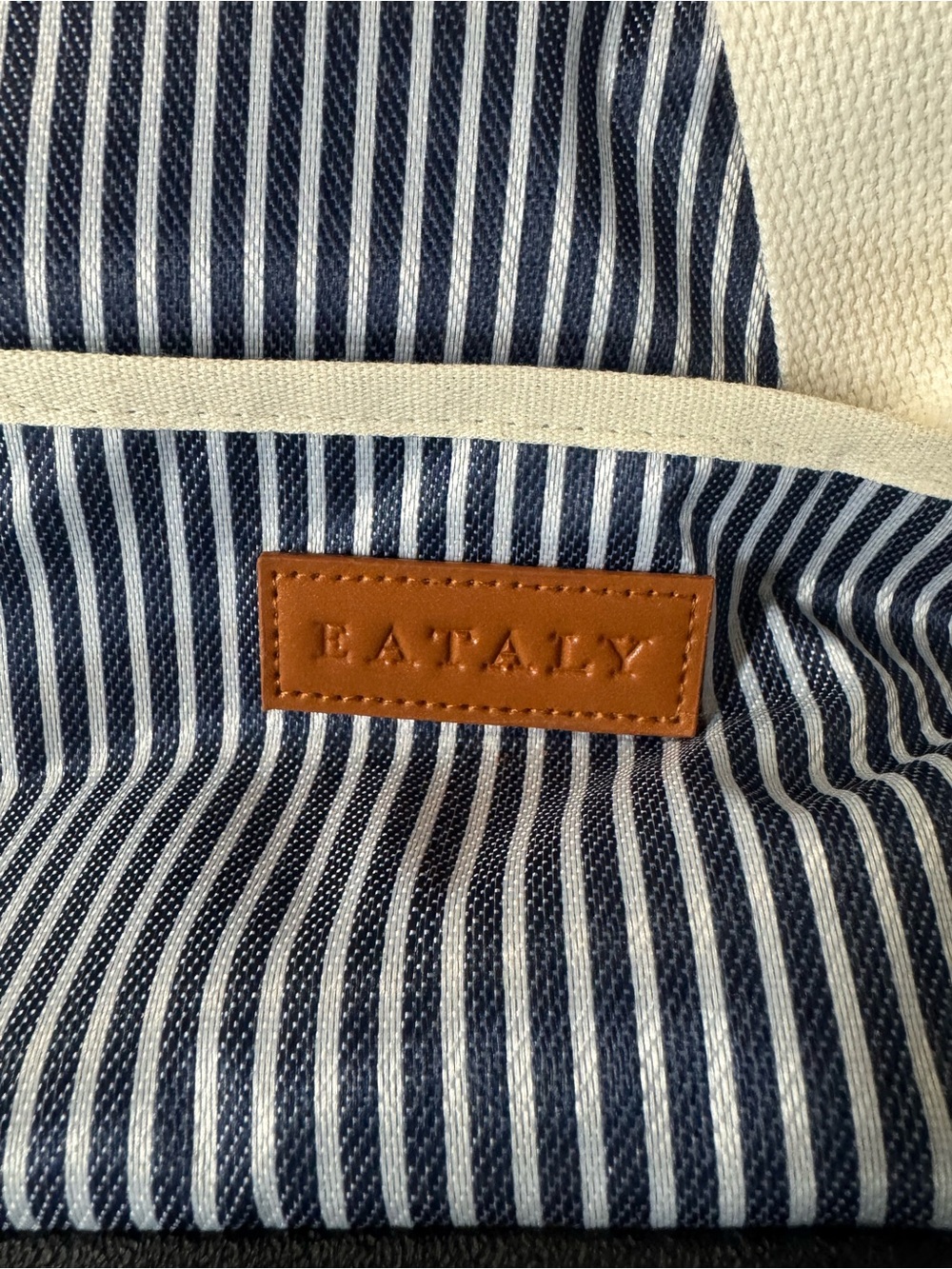 EATALY Insulated Striped Cooler Carry-all shoulder/double straps Bag - like new